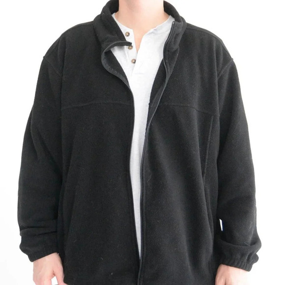 Vintage Bass Pro Shops Black Fleece Full Zip Up XXL - Picture 1 of 12